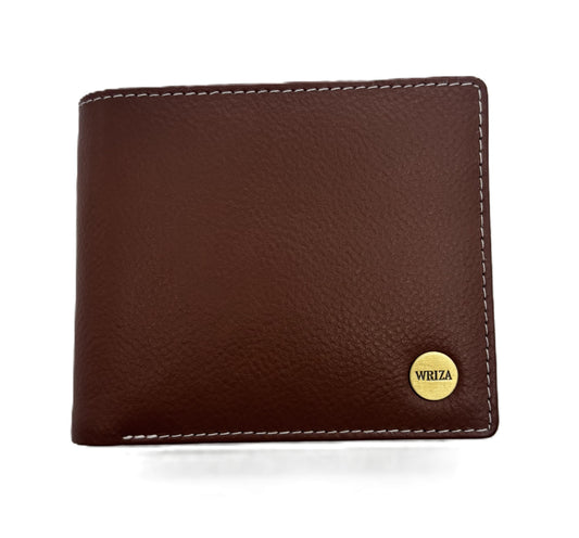 WRIZA Premium Genuine Leather Bi-fold Wallet for Men | Handcrafted Leather Slim Wallet with Coin Pocket, 2 Currency Compartments, and Multiple Credit Card Slots | Elegant Gift Box Included (Tan)