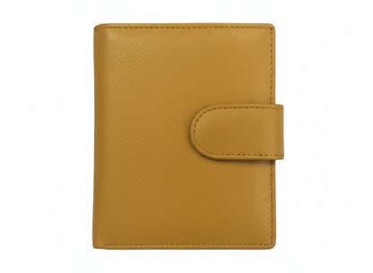 WRIZA Women Mustard Yellow Genuine Leather Two Fold Wallet | Small Purse with Coin Pocket