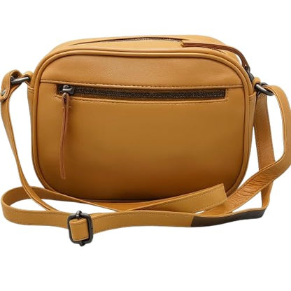 WRIZA Women’s Mustard Genuine Leather Sling Bag | Adjustable Strap Crossbody Purse