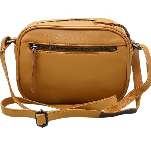 WRIZA Women’s Mustard Genuine Leather Sling Bag | Adjustable Strap Crossbody Purse