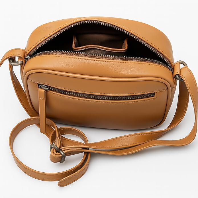 WRIZA Women’s Mustard Genuine Leather Sling Bag | Adjustable Strap Crossbody Purse