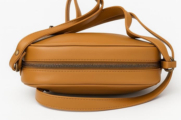 WRIZA Women’s Mustard Genuine Leather Sling Bag | Adjustable Strap Crossbody Purse