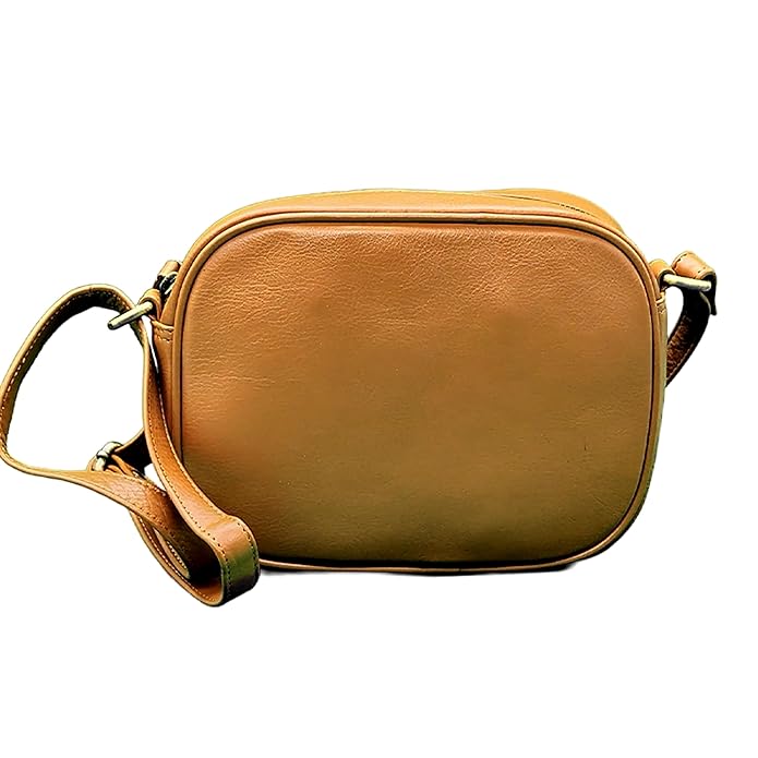 WRIZA Women’s Mustard Genuine Leather Sling Bag | Adjustable Strap Crossbody Purse