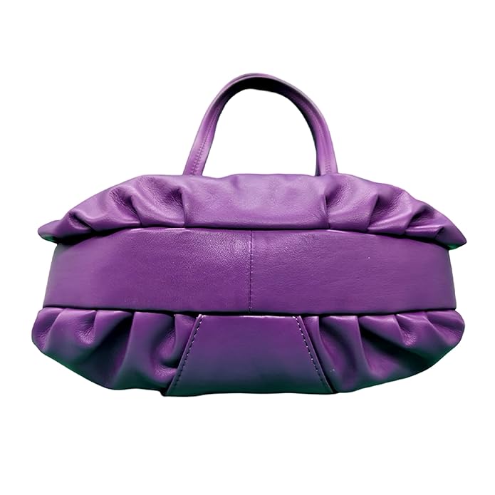 WRIZA Luxury Purple Genuine Leather Handbag for Women | Premium Textured Shoulder Bag with Multiple Zip Compartments | Stylish Ladies Purse for Office & Casual Use | Durable Top-Handle Satchel