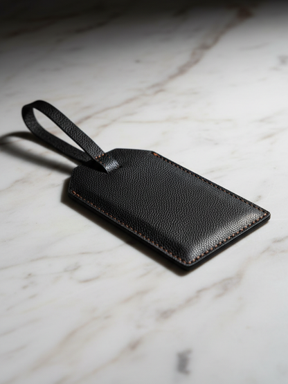 WRIZA Premium Handcrafted Genuine Leather Luggage Tag | Travel Bag Name ID Label with Privacy Cover | Elegant Security Tag for Suitcases and Handbags