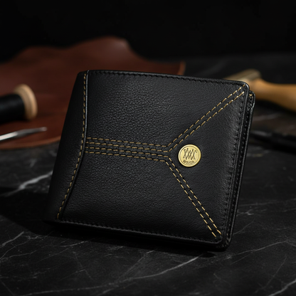 WRIZA Men's Genuine Leather RFID Blocking Bifold Wallet with Coin Pocket