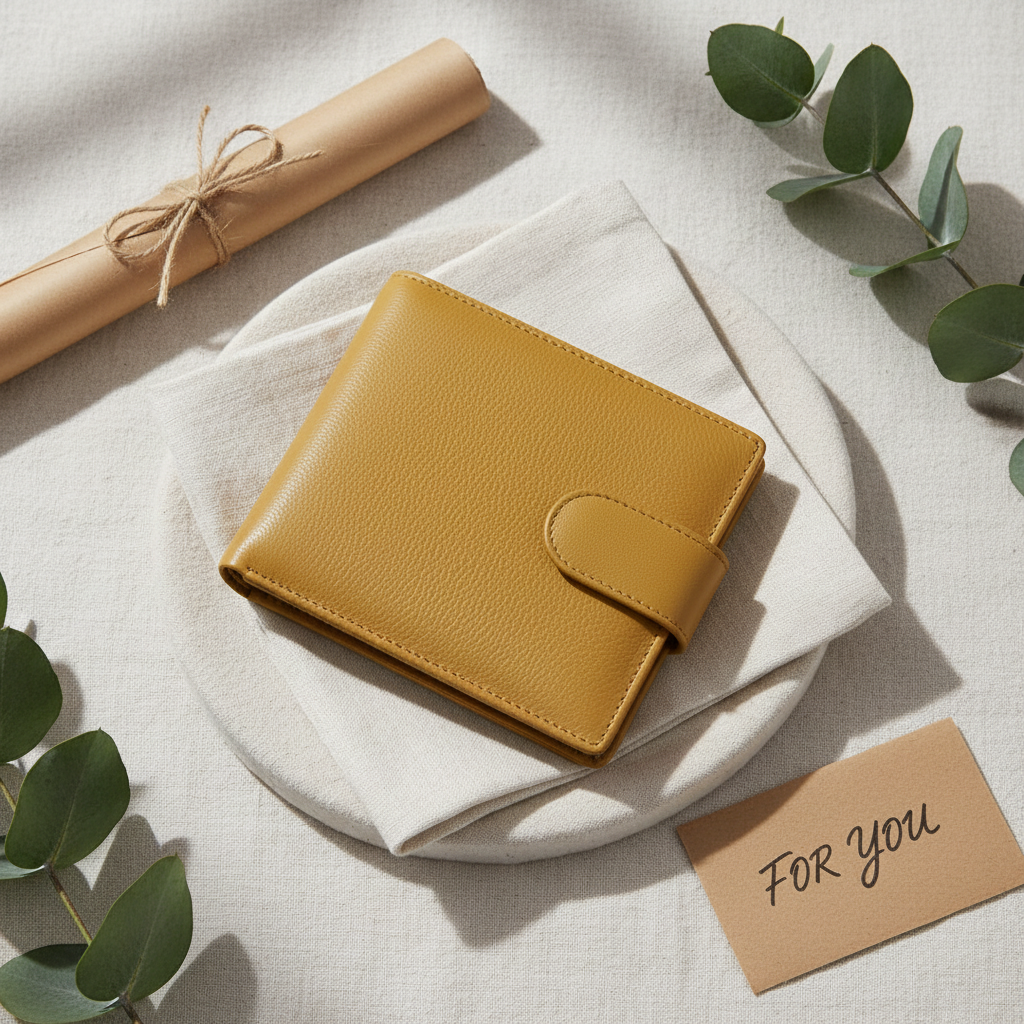 WRIZA Women Mustard Yellow Genuine Leather Two Fold Wallet | Small Purse with Coin Pocket