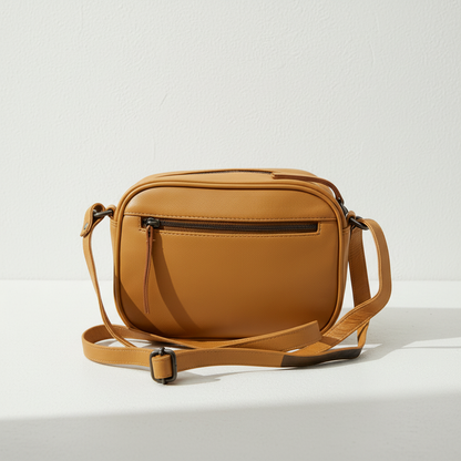 WRIZA Women’s Mustard Genuine Leather Sling Bag | Adjustable Strap Crossbody Purse