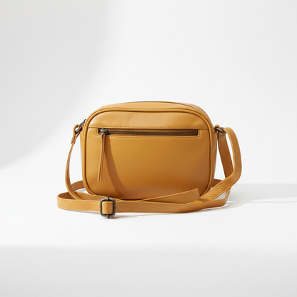 WRIZA Women’s Mustard Genuine Leather Sling Bag | Adjustable Strap Crossbody Purse