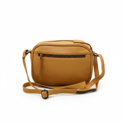 WRIZA Women’s Mustard Genuine Leather Sling Bag | Adjustable Strap Crossbody Purse