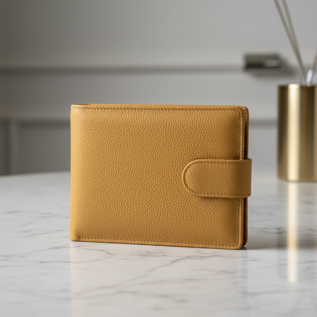 WRIZA Women Mustard Yellow Genuine Leather Two Fold Wallet | Small Purse with Coin Pocket