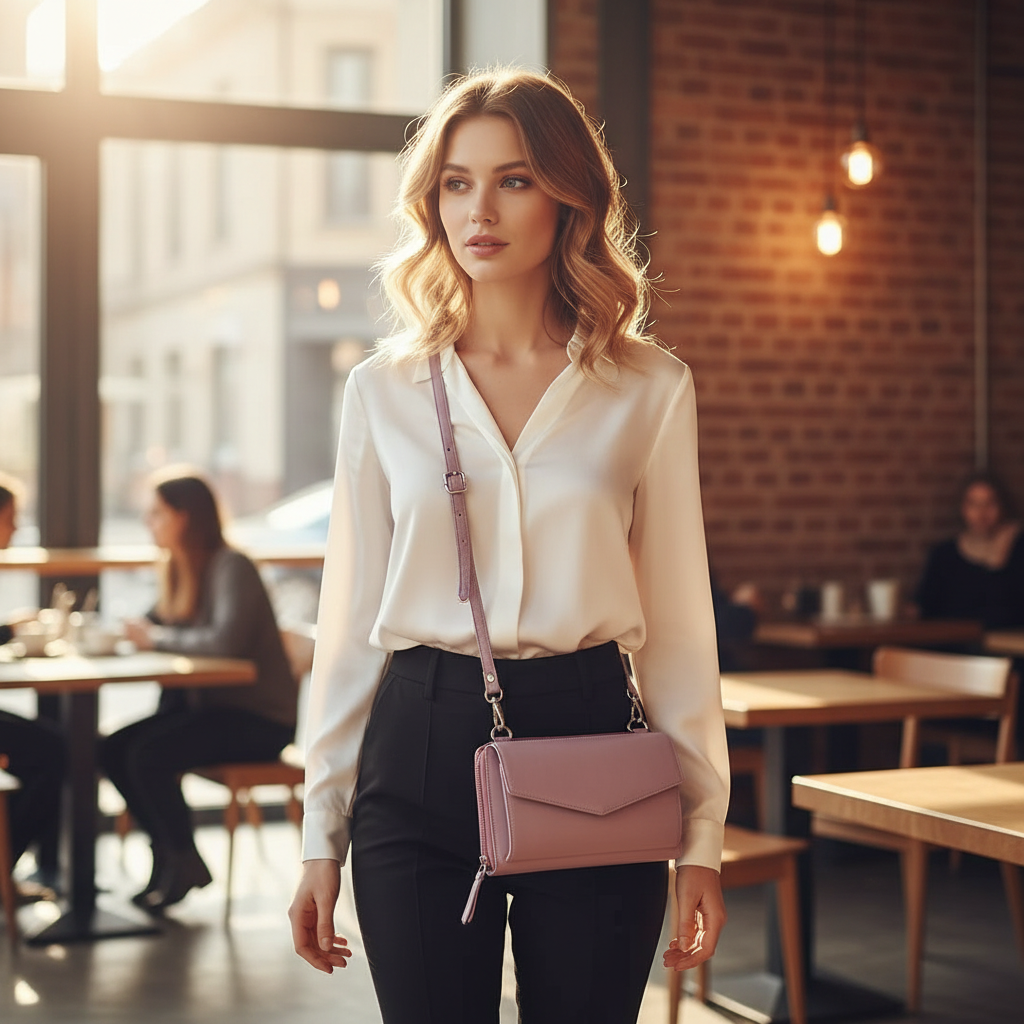 WRIZA Handcrafted Genuine Leather Sling Bag for Women | 3-Zip Wallet cum Crossbody Purse with Adjustable Strap & Card Slots