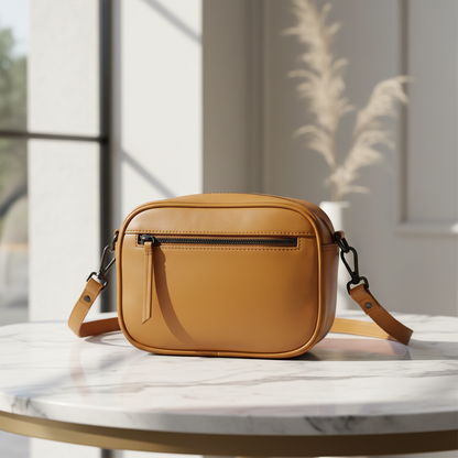 WRIZA Women’s Mustard Genuine Leather Sling Bag | Adjustable Strap Crossbody Purse