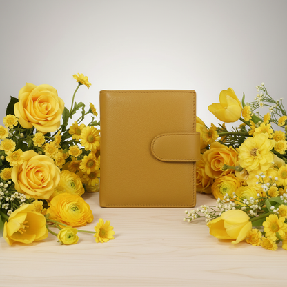 WRIZA Women Mustard Yellow Genuine Leather Two Fold Wallet | Small Purse with Coin Pocket