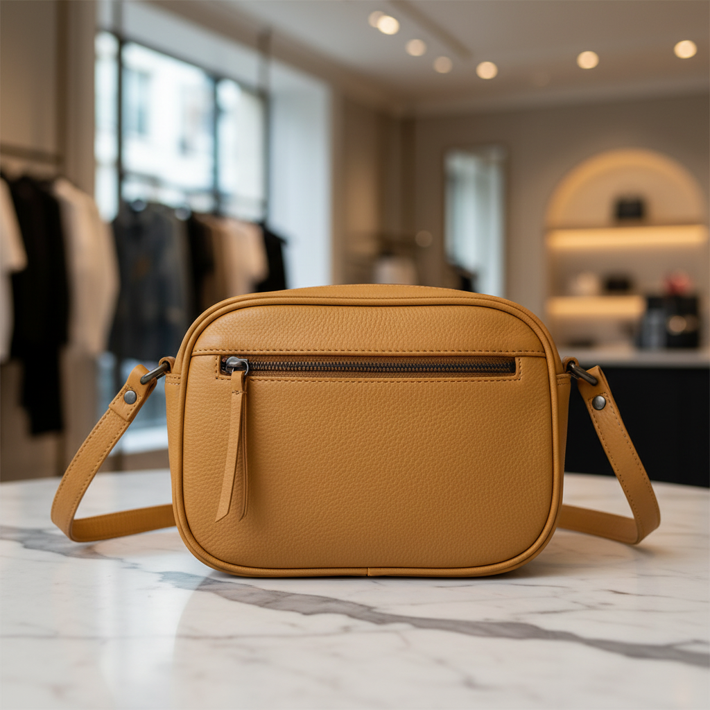 WRIZA Women’s Mustard Genuine Leather Sling Bag | Adjustable Strap Crossbody Purse