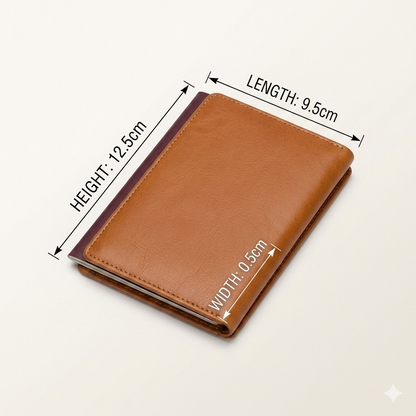 WRIZA Genuine Leather Passport Holder for Men & Women | Travel Wallet with 3 Card Slots & Cash Compartment | RFID Protected Passport Cover