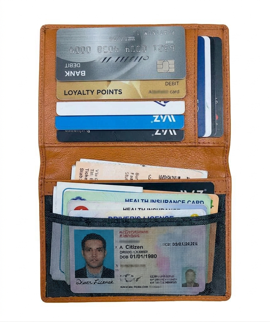 WRIZA Genuine Leather Passport Holder for Men & Women | Travel Wallet with 3 Card Slots & Cash Compartment | RFID Protected Passport Cover