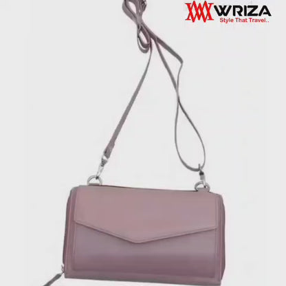 WRIZA Handcrafted Genuine Leather Sling Bag for Women | 3-Zip Wallet cum Crossbody Purse with Adjustable Strap & Card Slots